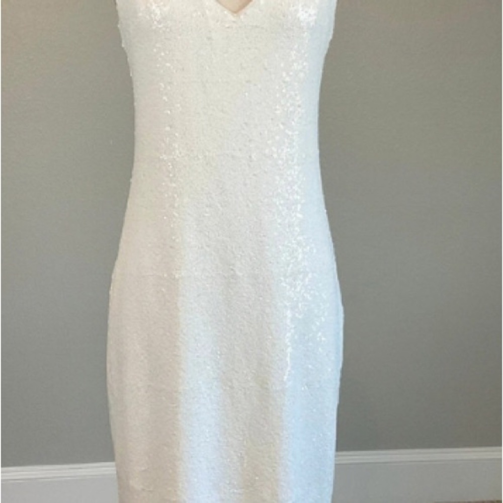 Elegant White Sequin Dress